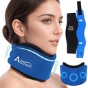 Atsuwell collo staffa per dormire, collare cervicale morbido per il supporto, supporto collo regolabile con i pacchetti caldi gel freddo riutilizzabili per la pressione dell'ufficio, fatigue, blu