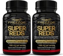 FREZZOR Super Reds Capsules with UAF1000 +, All- Natural New Zealand Red Superfood Energy, Eteriniai raudoni vaisiai ir bitės, Antioksidantai, fermentai, energijos papildai, 180 kapsulės, 2 buteliai