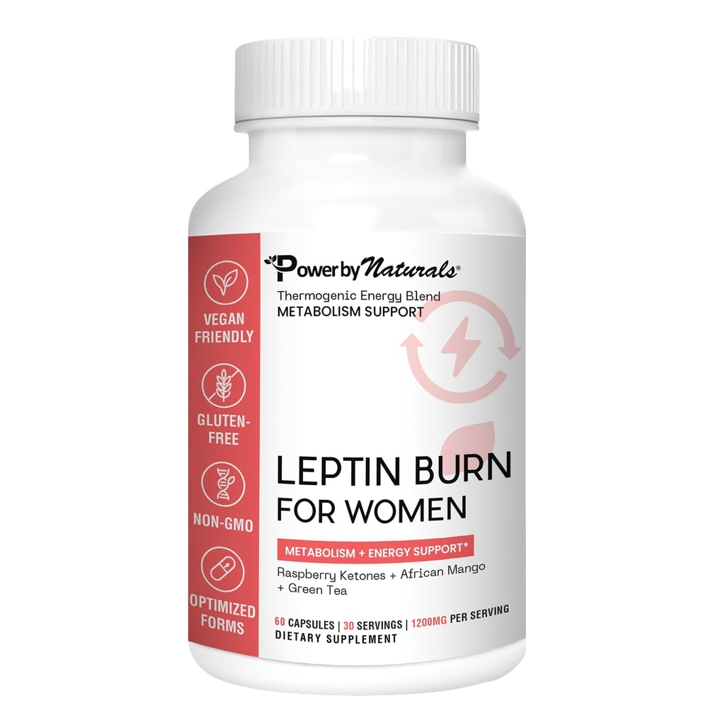 Power By Naturals LeptinBurn for Women – Weight Management Support with Green Coffee Bean, Garcinia & Green Tea Extract – Gluten-Free, Non-GMO, Vegan – 60 Capsules (1-Month Supply)