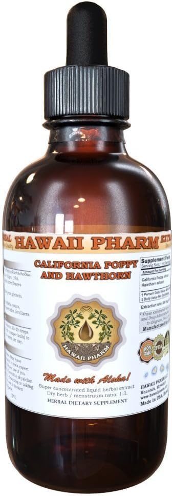 Californian Poppy (Eschscholzia Californica) y Hawthorn (Crataegus Laevigata) Liquid Extract 4 oz