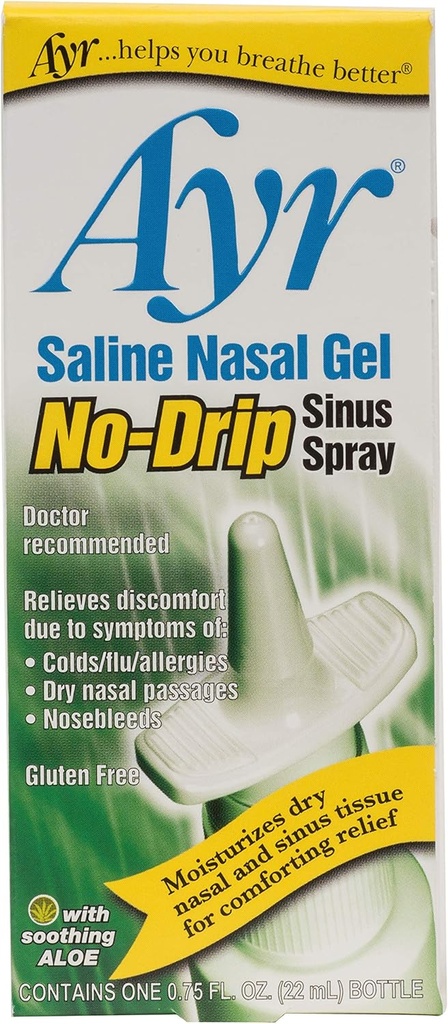 Ayr Salaine Nasal Gal no-drip Symisroth with Sooth Aleoe Vara, 0.75 Fil Oz Solphor Plot (Pack of 1).