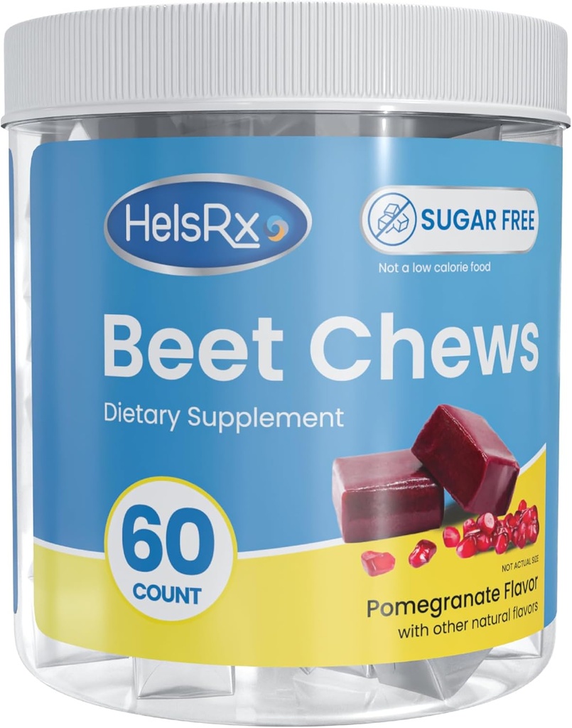 Beet Chews Dietary תוסף - Heart Healthy Chews - Blood Pressure Support and Energy - Sugar Free (60 Count)