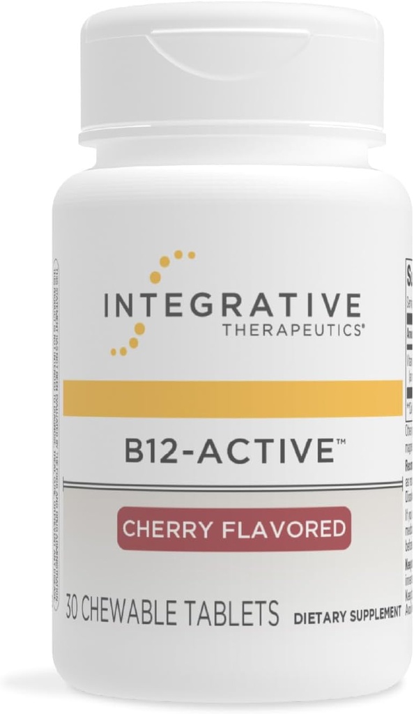 Integratívne terapie B12-Active - B12 Doplnok pre Nerve Function Support* - Chewable Support - Dairy, Soy & Gluten-Free - Cherry Ochutené, 30 Žuvacie tablety (30 Servings)