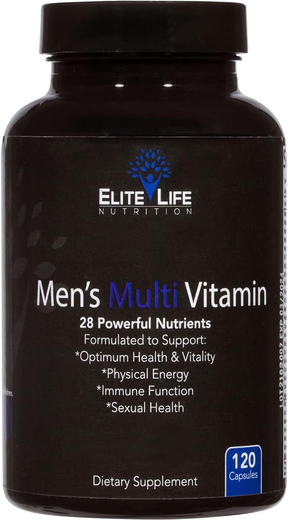 Multivitamine mannen - 28 Krachtige voedingsstoffen, vitamines en mineralen - Beste Multivitamine voor mannen - Ondersteunt optimale gezondheid, fysieke energie, immuunsysteemfunctie en maximale vitaliteit - 120 capsules