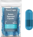 PureCaps USA - Empty Gelatin Capsules Size 5| 1,000 Pills| Blue| Non-GMO Certified| SLS, Gluten, Preservative Free