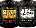 ALPHA LION Superhuman pre Workout pulveris un post Workout Recovery Bandle, ilgstoša enerģija un Focus + Lean Muskuļu augšanu, stiprums un apjoms (Hulk Juice un Gainy Smith Apple)