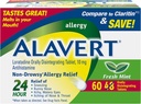 Alavert Allergy 24小时救济、新鲜薄荷Flavor、 Orally 分解过敏药片、非醉酒类安非他明、Loratadine 10mg、60个计数