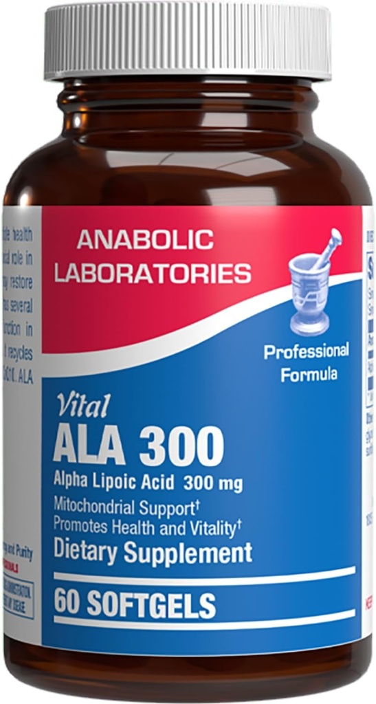 Alpha Lipoic Acid 300 mg - Klinická formula ALA doplnok pre očný mozog pečene mitochondriá Energy Antioxidant & Nerve - Non-GMO Soy Free & Easy to Lasting Softgels - 60 Servírovanie