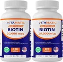Vitamatic High Potency Biotin 20000 mcg (20mg) with Keratin 100mg - 120 Vegetarian Tablets - Biotin supplements for Healthy Hair Skin ' Nails for Adults (120 count (Pack of 2)