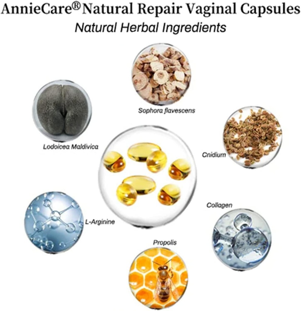 AnnieCare Instant Anti- Itch Detox SLITORS, Annie Care Capsulas, Fiming Repair & Pink and Tender Natural Capsules, Stay Clear & Fresh Pags of Each 7pcs