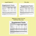 CRIANÇAS ESSENCIAIS Kids Imune Support Bundle - Vitamina C Líquida, chicletes de amora e zinco líquido para lactentes, crianças e crianças