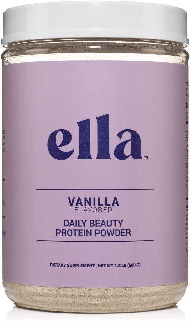 Ella Vanilla Collagen Protein Powder for Women - Codzienne Białko Piękności Powder z Grass- Fed Collagen Peptydes - Nie-GMO, Gluten- Free, Brak sztucznych słodzików - 20 Służenia
