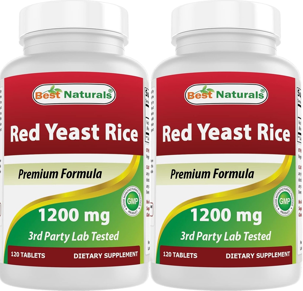 Best Naturals Red Yest Rice 1200 mg (Non-GMO) 120 tabletter (120 greve (pakke på 2))