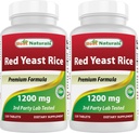 Best Naturals Red Yeast Rice 1200 mg (Non-GMO) 120 Tablets (120 Count (Pack of 2))