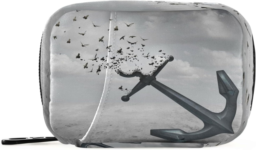 Flying Birds Anchor Pill Box 7 Day Pill Case Travel Pill Organizer Bag con Zipper Portable Weekly Case Tamaño Compacto para Suplemento de vitaminas