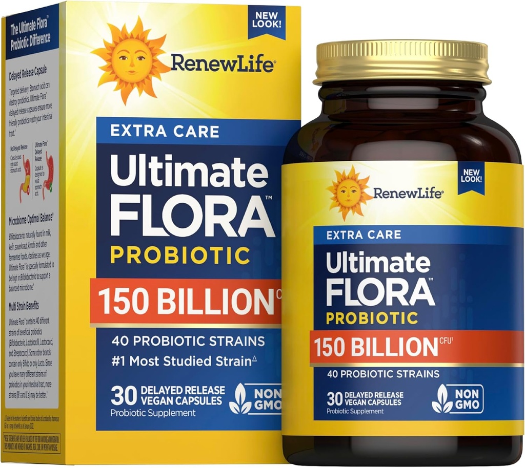 Renew Life Ultimate Flora Adult Ultimate Care Probiotic, 150 милиарда, 30 Caps (Package May Vary)