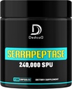 Serrapeptase Təhlükəsiz 240,000 SPU - 150 Kartonlar Smooth Breathing, Heart Health & Immune System Support - 75-Serving Supply