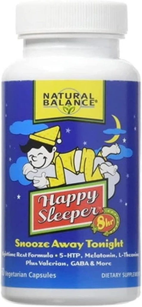 Balance Natural Happy Sleeper - 60 Cápsulas Vegetarianas - com 5-HTP, Melatonina, L-Theanina, Valerian & GABA