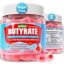 Butyrate Gummies with Probiotic + Prebiotic + Postbiotic, Omega-3 500mg,9 Billion CFU Probiotics with Fiber, Calcium & Magnesium, Inulin,Psyllium Husk for Digestive Health,Bloating Support,Sugar Free