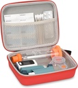 Hard Travel Case for Astma Inhaler and Accessories, with Mesh Pocket for Medicine, Red