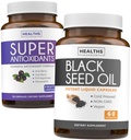 Antioxidants & Black Seed Oil (1-Month Supply) Super Antioxidant Supplement with Acai Berry, Goji Berry, Pomegranate & Trans Resveratrol (120 Capsules) & Black Seed Oil (Non-GMO & Vegan) 60 Capsules