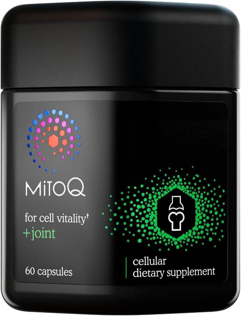 MitoQ +CoQ10 Advanced Advanced Antioxidant Supliment - Conține Mitochinol mesilat & Green Lipite Mussel Omega Extract de ulei - Suporturi Joint sănătos, Mobilitate și Vitalitate celulară (60 capsule Softgel)