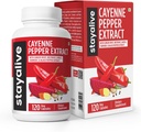 StayAlive Cayenne Pepper Capsules 960mg Super Extract with Ginger, Garlic, Turmeric, Beet Root, Black Pepper, 120 Cayenne Capsules, Support Cardiovascular & Immune System, Capsaicin Supplement Pills