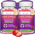 2 Pack Creatine Monohydrate Gummys for Women & Men, Sugar Free Vegan Creatine Suppos for Build Muscles, 增加能量和力量, 天然草莓 Flavor, 120 伯爵