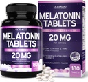 Melatonin 20mg Tabletleri Yetişkinler için (180 Kont) - Quick Dissolve 20mg of Melatonin Per Tablet - Yüksek Potency, Gluten-Free, Non-GMO, Vegan - Karma Berry Flavor - Bulk Supply - ABD Made