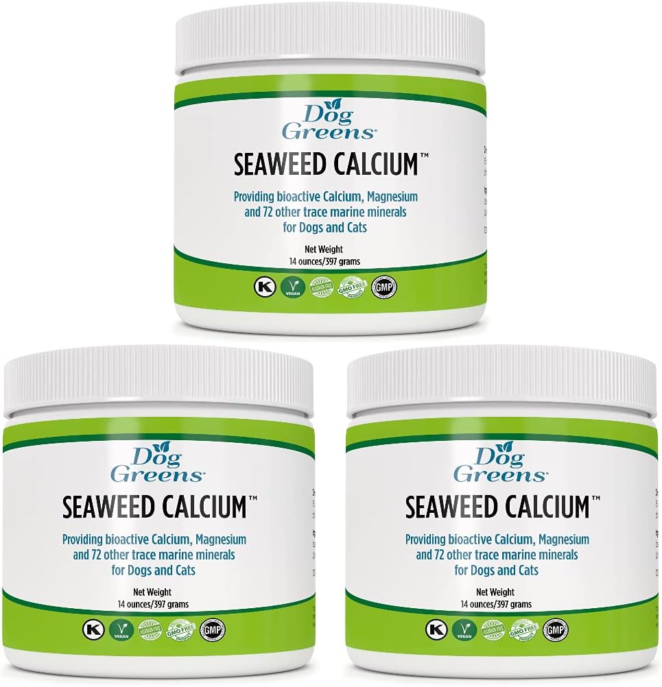 Calcium delle alghe marine per cani e gatti 14oz, supplemento di calcio per l'equilibrio cibo fatto in casa, testato per la purezza, più conveniente della concorrenza, Vet Raccomandato, Exly Nature's Best Seaweed Calcium (3 pacchetto)