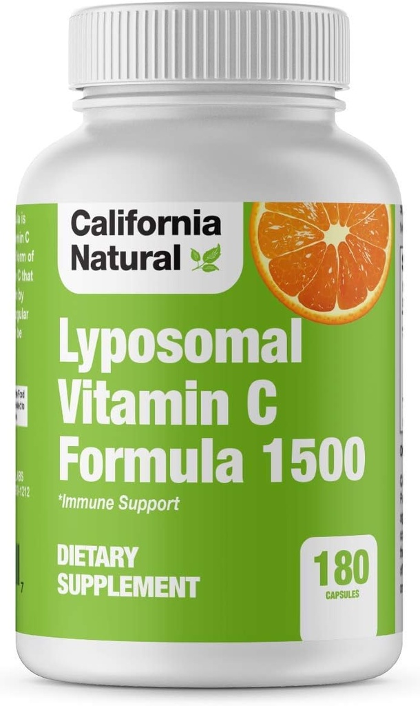 California Natural Liposomal Vitamin C 1500mg Fat Soluble Liposomal Vitamin C Complex, High Absorption, Immune Support, High Bioavailability Collagen Support, Antioxidant Supplement - 180 капсул