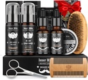Men Grooming & Care üçün Beard Kit: 2 Pack Beard Oils və Balm ilə - Şave Lotions Sandalwood, Fırça və Scissors Valentine ilə Kompüterlər, Baba/Men/Him üçün Babalar Him