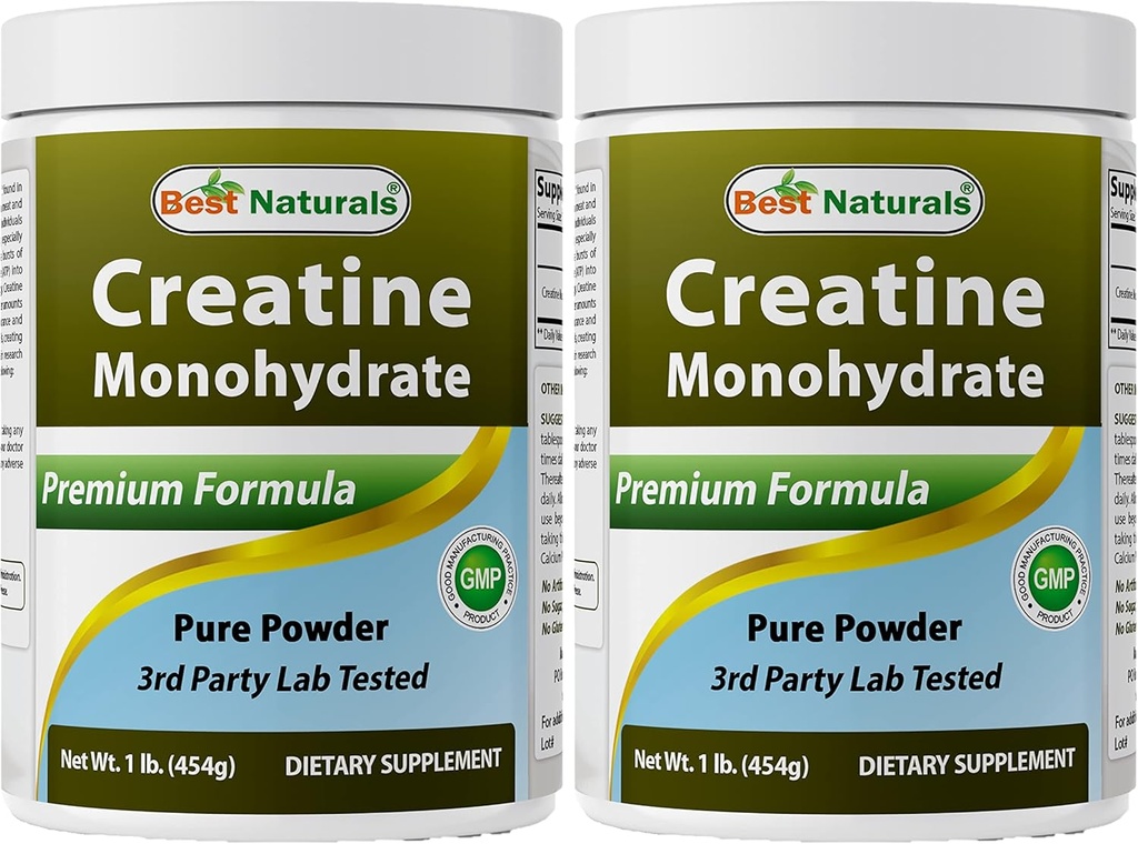 Best Naturals Creatiini Monohydraatti 1 Lb Pure Powder (1 LB (Pakkaus 2))