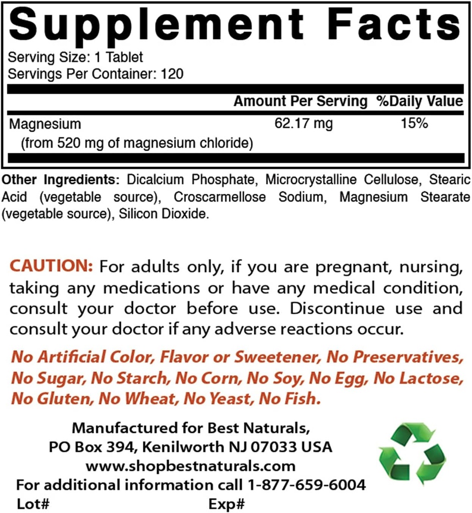 Magnesium Chloride 520 mg & Selenium 200 mcg