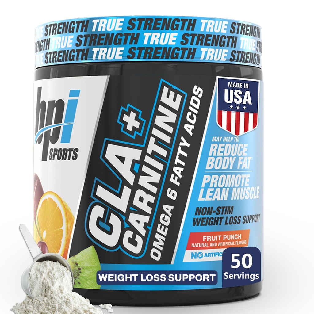 BPI Sports CLA+Carnitine – CLA L Carnitine & Linoleic Acid – L Carnitine Supplement for Weight Loss, Metabolism & Lean Muscle – Caffeine Free – Fruit Punch – 50 Servings – 12.34 oz