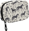Fustylead Black Horse Silhouette ו- Decor Elements גלולות מארגן פורזה, שבועי גלולת גלולת גלולות עם Zipper לאחסון תרופות שמן דגים