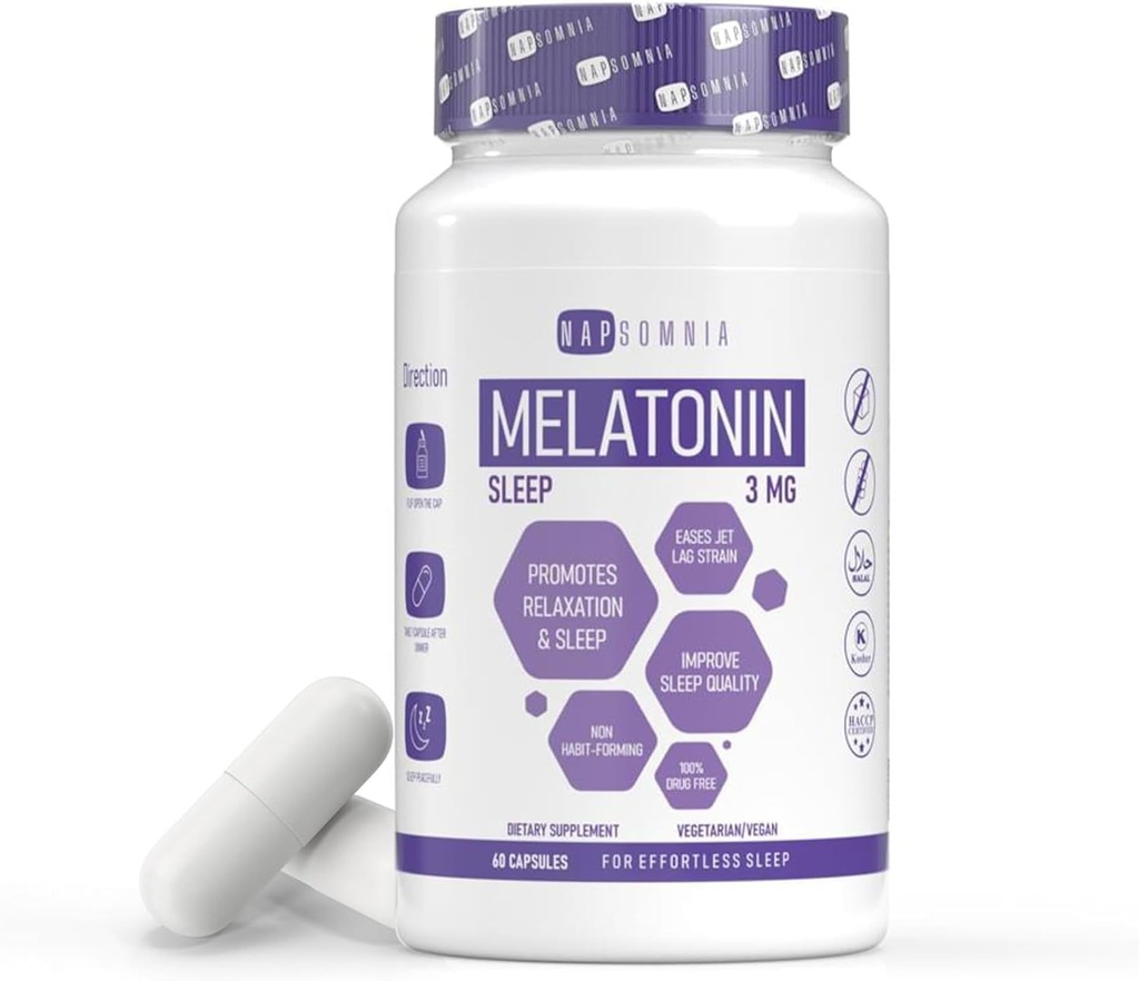 Melatonina per dormir a homes i dones - Dormen Melatonin -Valerian Root Extractridor - Vegetarian 3mg Melatonin Capsules - Aid per adults - De profunditat dorm suplementaris per al Jet Lagin