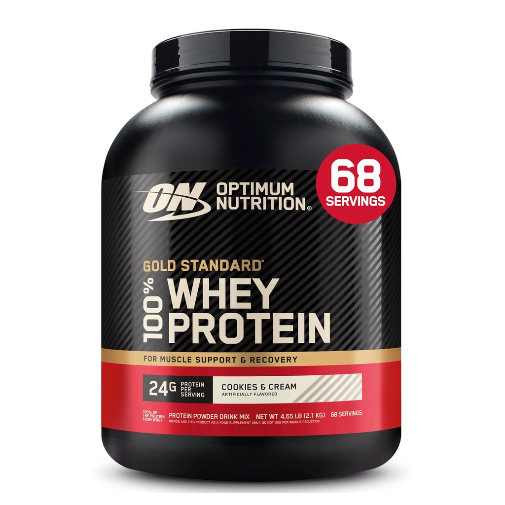 Optimum Nutrition Gold Standard 100% Whey Protein Powder, Cookies & Cream, 5 Pound (Packaging May Vary)