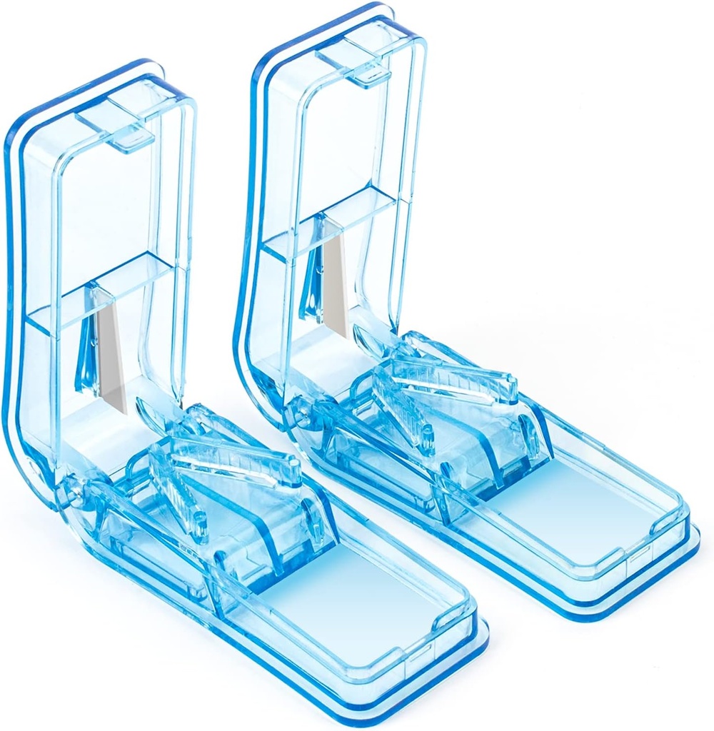 2PCS Pillensnijder, professionele Pillensplitter voor het snijden van kleine pillen of grote Pillen in de helft (blauw)