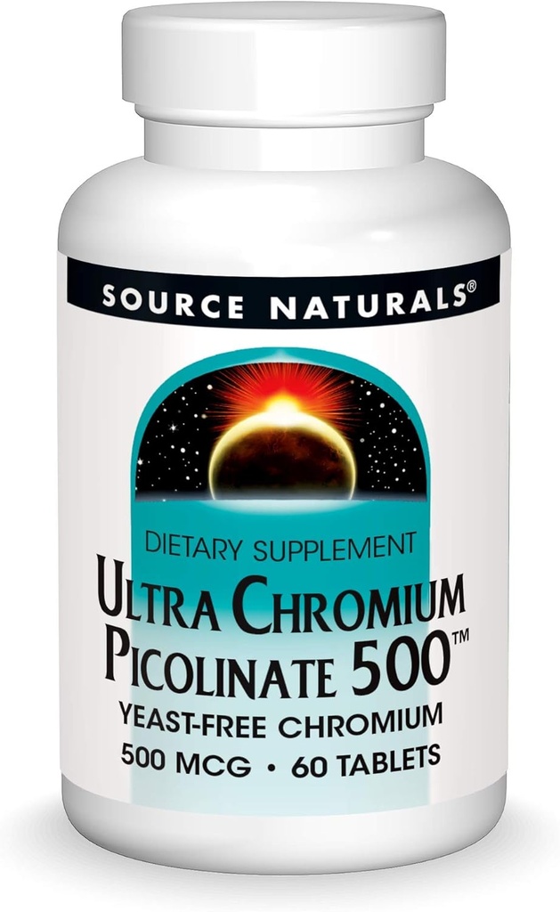 Šaltinis Naturals Ultra Chromo Picolinate 500 µg Nemokamas mitybos priedas - 60 tablečių