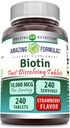 Amazing Formulas Biotin 10.000 Mcg | Fast Dissolve Tablets | Non-GMO | Suplemento gratuíto de glute | Made in USA (Strawberry | 240 Count)