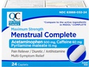 Quality Choice Menstrual Complete Max Strength period Pain Relief, 500 mg Acetaminophen, 60mg Cafeïne, 15mg Pyrilamine Maleate, Kramps, Bloating, Hoofdpijn. 24 Tel.
