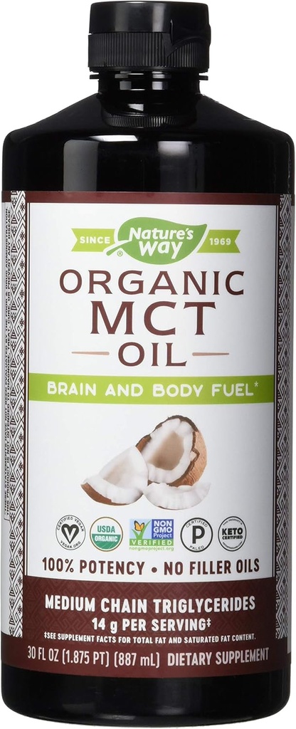 Naturako bidea Mct Oil, Coconut Pure Source, No Filler Oil, 14 G of Mcts Per Service, 30 Fl Oz (6ko paketea)