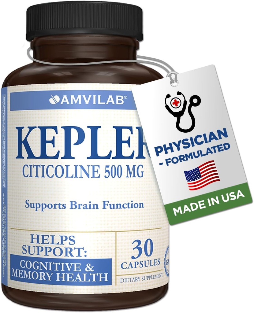 Kepler - Citicoline 500mg - Supports Brain Function - CDP-Choline - for Cognitive & Memory Health - Helps to Remember & Recall - Gluten Free & Non-GMO - Dietary Supplement - 30 Capsules
