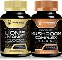 WELLNESS LABSRX Lions Mane Supplement Capsules and Mushroom Capsules | Bundle
