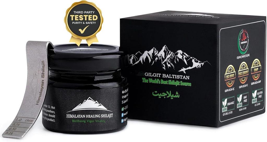 Gold Grade Himalayan Shilajit Resin för Män & Kvinnor | Gold Grade High Potency | 100% Authentic | Innehåller Fulvic Acid +85 Spår Mineraler för optimal hälsa | 50gm