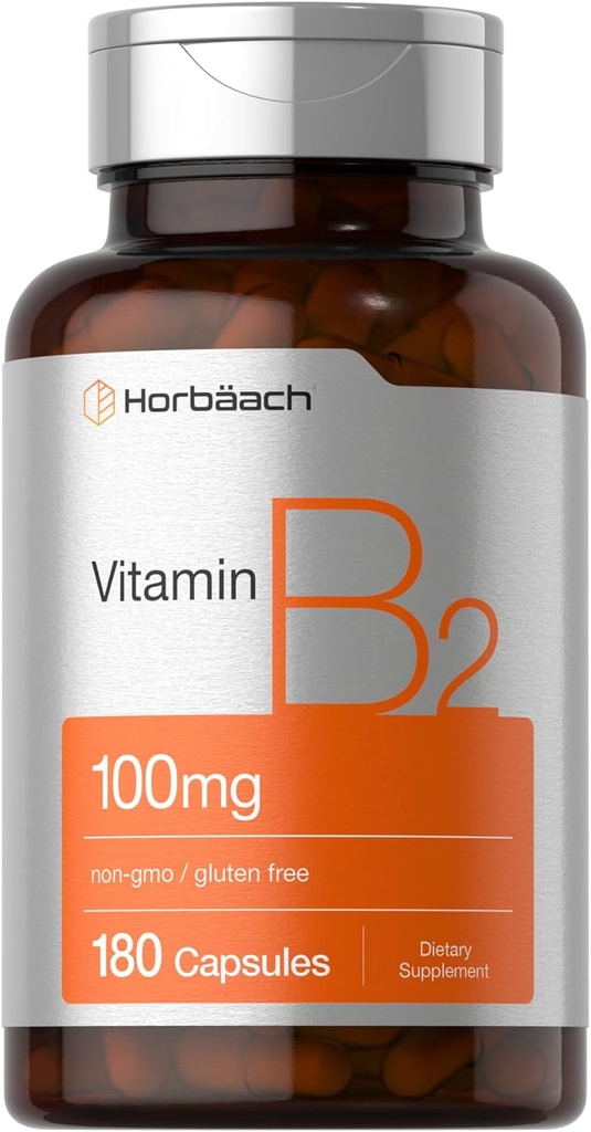 Horbäachaminant B2 100mg 180 Capules Ruboflavin suplementari & Guten Free