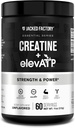 Jacked Factory Creatine + ElevATP - אבקת Creatine Monohydrate עבור צמיחה שרירית, כוח מוגבר, הגדלת אנרגיה Output, עם alevATP עבור אנרגיה מתמשכת & Endurance - 60 משרתים, Unflaveded