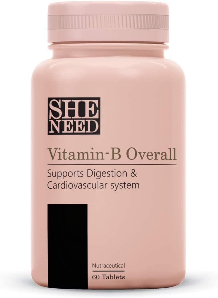 Vitamin-B Overall Complex with Vitamin B1,B2,B3,B5,B6,B7,B9, B12 with VIT-C for Energy, Beautiful Hair | Skin & Nails Digestion| Nurtify Healthy Functioning for Men & Women | 60 Veg Tablets