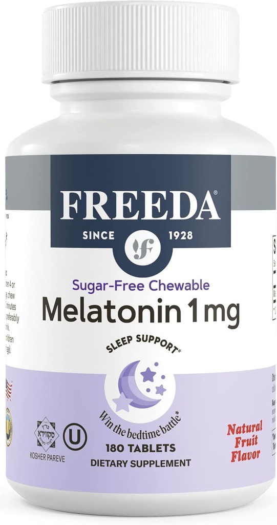 PULSUZDA Melatonin 1 mg Sugar-Free Chewable Tablets - Uşaqlar və Uşaqlar üçün Natural Fruit Flavor Sleep Aid 3 və Up - Non-Habit Yapışdırma, Vegan, Gluten-Free, Kosher - Amerikada Made (180 Count)